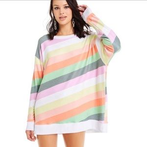 Wild Fox Sorbet Stripes Road Trip Sweater Size S